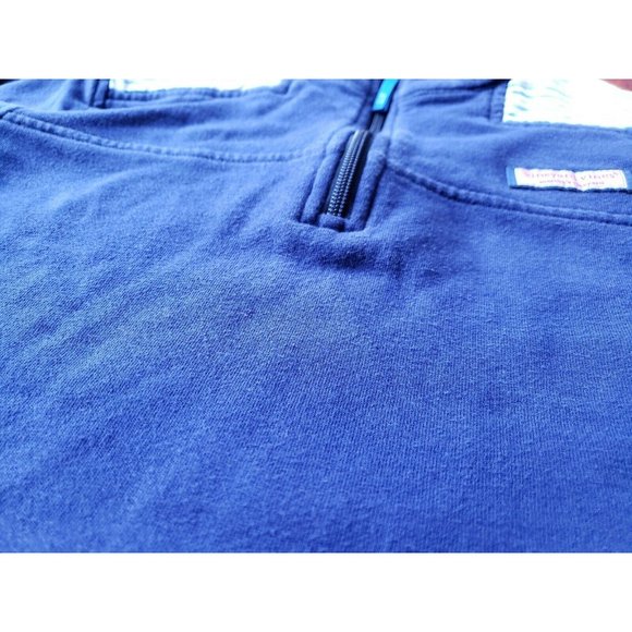 Vineyard Vines Womens Navy Blue & Stripe 1/4 Zip Pullover Shep Sweatshirt Small - Picture 12 of 12
